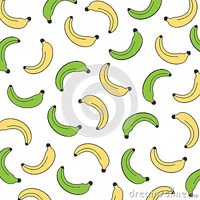 Vector Seamless Banana Pattern. Hand-drawn illustration. Poster, Banner, Wrapping paper, Home Decor. Vector Background Vector Illustration